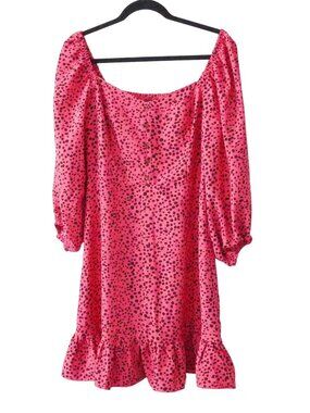 Y2K Scoop Dress Size L Pink Black Above Knee Empire On Off Shoulder‎